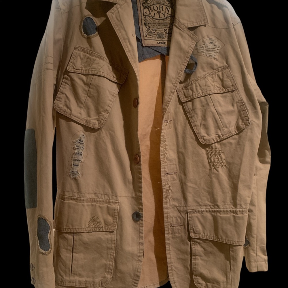 Born Fly distressed khaki and denim blazer ! Nice